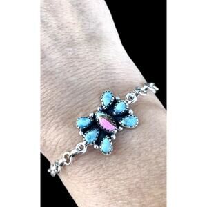 Cotton Candy Turquoise Bracelet Sterling Silver Adjustable Southwest Native Styl